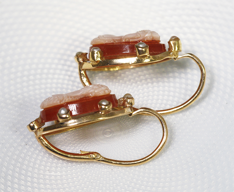 アンティークジュエリー ピアス750(18K) カメオ ケース付き